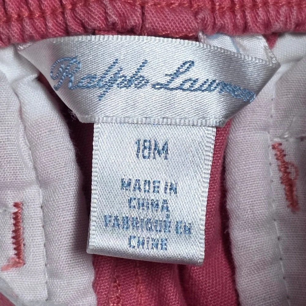 Ralph Lauren Chino Belted Pants Kid's‎ Size 18M Pink